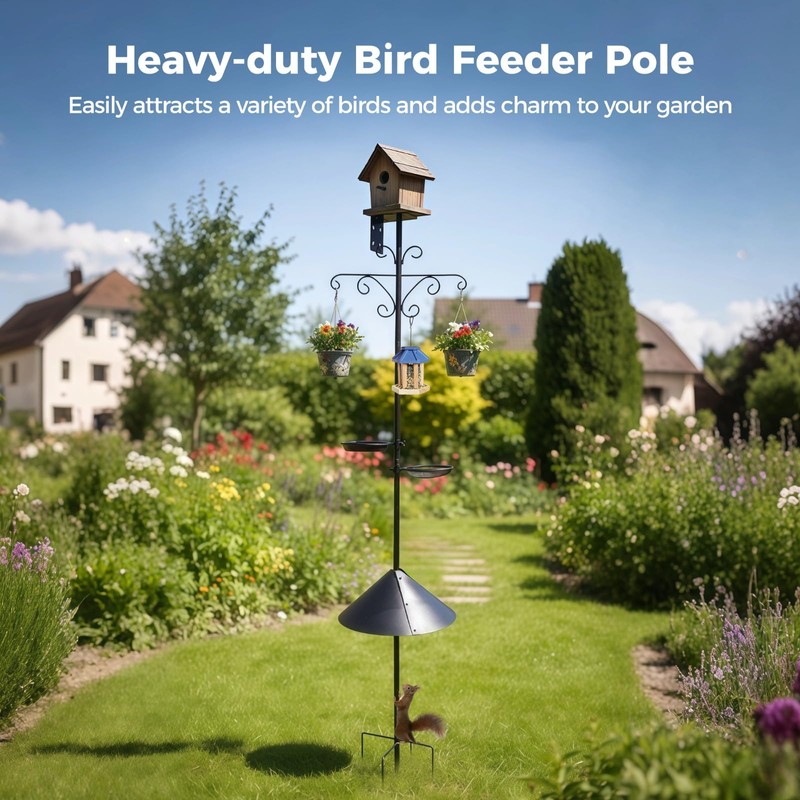 92 in Bird Feeder Pole, Squirrel-Proof Shepherd Hooks, Heavy-Duty Bird