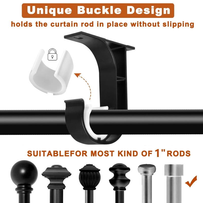 2 Pack Ceiling Curtain Rod Brackets Heavy Duty Curtain Rod