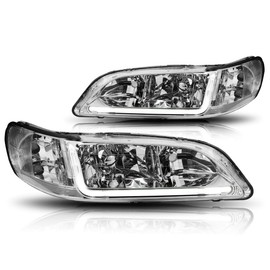 PM PERFORMOTOR Chrome Headlights With LED DRL Bar Replacement Compatible with 98-02 Honda Accord, PMHL-HACC-9802-LB-CC