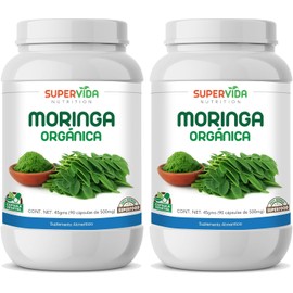 Moringa Orgánica 180 Cápsulas (2 Frascos de 90 Cápsulas Vegetales de 500 mg MORINGA) | SuperVida Nutrition - Suplementos 100% Naturales