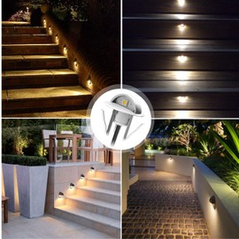QACA 10 Pack LED Stair Lights Kit Low Voltage Waterproof IP65 Outdoor 1-2/5" Recessed Wood LED Deck Lighting Yard Garden Patio Step Landscape Pathway Decor Lamps, Warm White