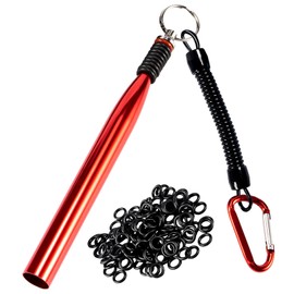 LAIBOREC Wacky Rigging Tool, Fishing Bait Rigs, Wacky Rig Ring Tool with 70PCS Worm O-Rings, Wacky Worm Kit for Senko Neko Finesse Stick Soft Baits, Large, Red