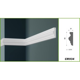 Grand Decor Stucco Moulding Strips Wall Flat Modern PU Hard Foam White - 2 m Wall Strips Smooth Decorative Strips for Gluing Ceiling Stucco Decoration (2 Metres CR934)