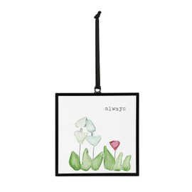 DEMDACO The Sharon Nowlan Collection Love Always Floral 3 x 3 Acrylic, Iron and Glass Square Suncatcher Ornament Display