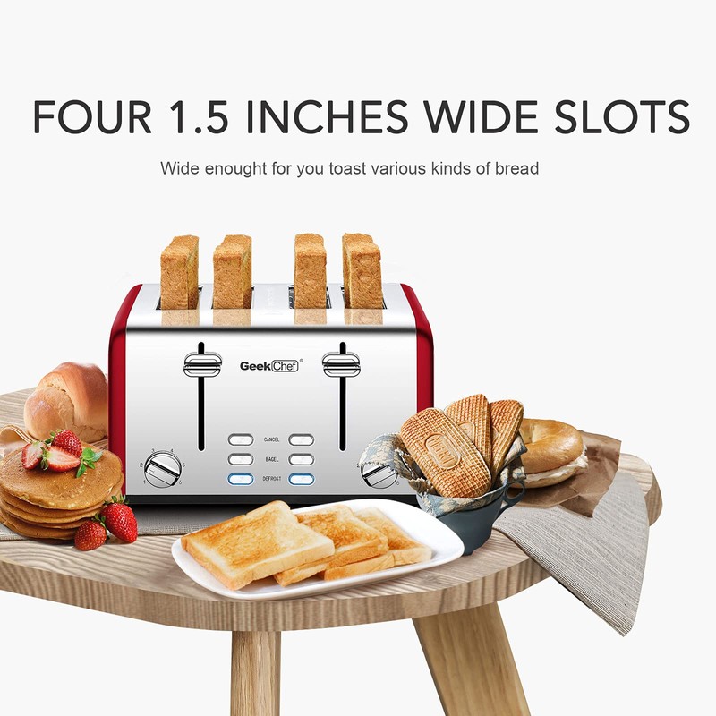 Geek Chef 4 Slice toaster, Best Rated Prime Retro Bagel