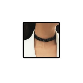 Danshinbow Multi Layered Beaded Necklace Clavicle Choker Adjustable Jewelry for Women and Girls (Black)