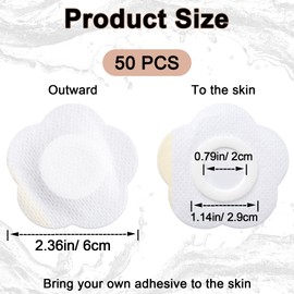 Joez Wonderful 50 Pcs Disposable Castor Oil Pack Wrap, Highly Absorbent Belly Button Patches, Self-Adhesive Castor Oil Pads, Organic Cotton Wraps Pack Covers - Flower (White, 6x6cm)