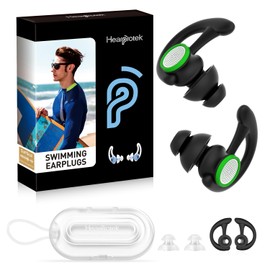 Hearprotek Tapones para los oídos para nadadores, 1 par, ajuste personalizado, protección contra el agua, tapones para los oídos para adultos, para nadadores y surfistas, ajuste universal con cordón,