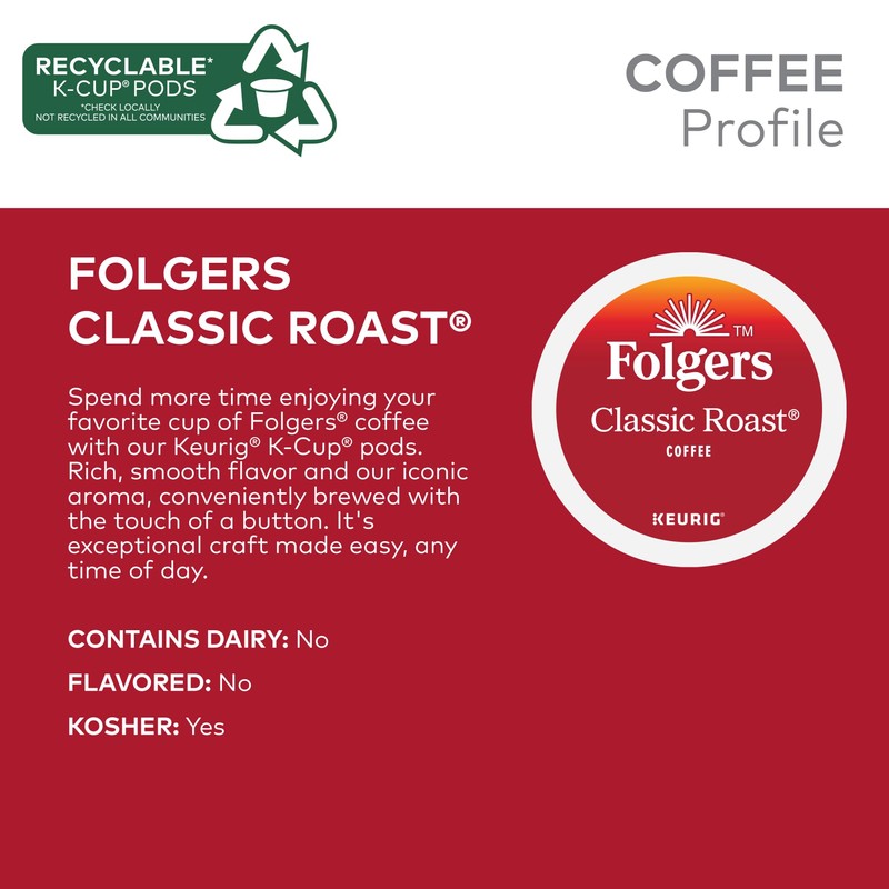 Folgers® Single-Serve Coffee K-Cup®, Classic Roast, Carton Of 96, 4