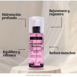 Agua De Rosas Organica con Niacinamida. Hidratante, Humectante y Regenerante 150ml