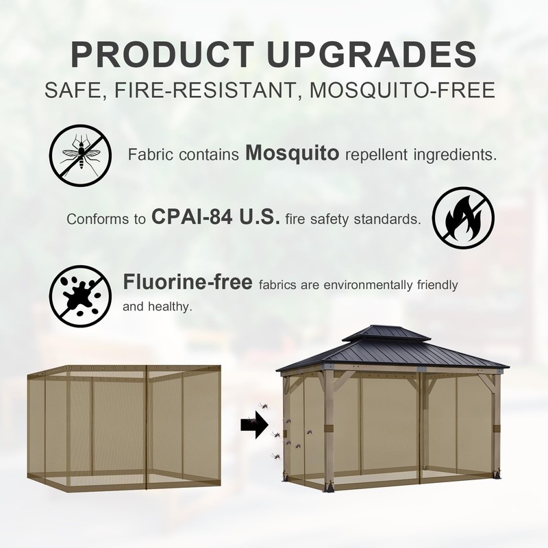 BPS 10' x 12' Gazebo Universal Mosquito Netting Screen Replacement,