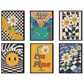 Lslandmood Picture Poster Set Modern Wall Pictures Decoration Living Room Bedroom Children and Cute Cartoon Bathroom Aesthetic Pictures Canvas Picture Wall Picture Set 6 x A4 without Frame