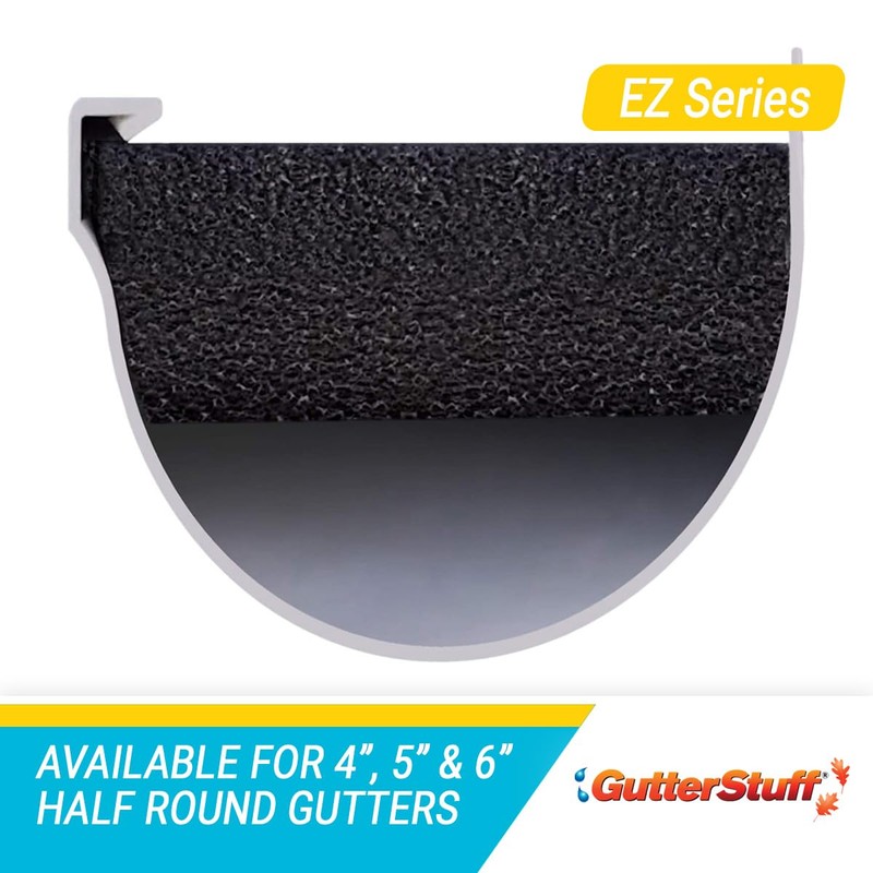 GutterStuff EZ Gutter Guard - 5-Inch Half Round Foam Gutter