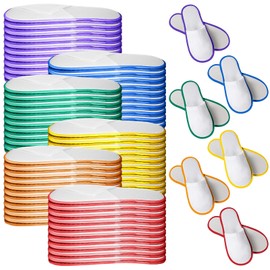 Cheecen 60 Pairs Disposable Slippers Bulk Non Slip Velvet Spa Slippers Soft Closed Toe Thick Travel Slipper for Guest Women Men Hotel Indoor House Home Party Wedding Bedroom Use Rainbow Party Supplies