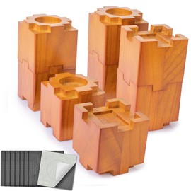 Kasiden Wood Bed Risers with Non-Slip Rubber Pad, Stackable Furniture Risers Lift Heights 3.5 or 7 Inch Heavy Duty Risers for Sofa, Table, Couch Chair (8 Pack, Brown)
