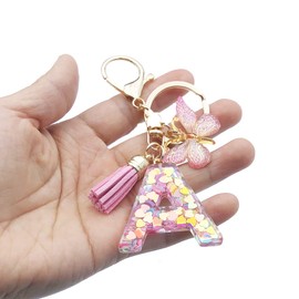 Unpafcxddyig Fashion A-Z Initials Letter Keychain Tassel Butterfly Pendant for Wallet Backpack Handbags Women,Letter A