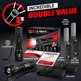 GearLight Gear Light LED Mini Tactical 5 Modes Zoomable Beam High Lumens 2pk Flashlights