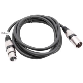vhbw DMX Cable XLR Male to XLR Female Compatible with Lighting, Headlights, Stage Light - 3 Pin, PVC Cable Sheath, Black, 2 m