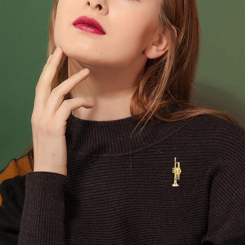 Small Jewel Trumpet Instrument Brooch Musical Instruments Brooch Women Dress