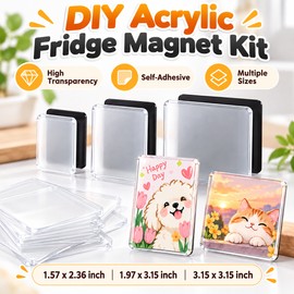 DIY Acrylic Fridge Magnet Kit for Custom Photo Crafts – Clear Self-Adhesive Magnetic Decorations for Home & Kitchen