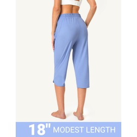 FitsT4 Sports Women's Swim Capris Pants 18" Quick Dry UPF 50+ Lightweight Beach Modest Swimsuits Bottoms with Mesh Pockets for Surfing Kayaking Volleyball Swimwear Blue S