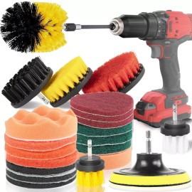24h-USA Warehouse Shipping 22pcs-set All Purpose Cleaning Kit Electric Drill Brush Attachment Set Power Scrubber Cleaning Toolbrush size: assorted