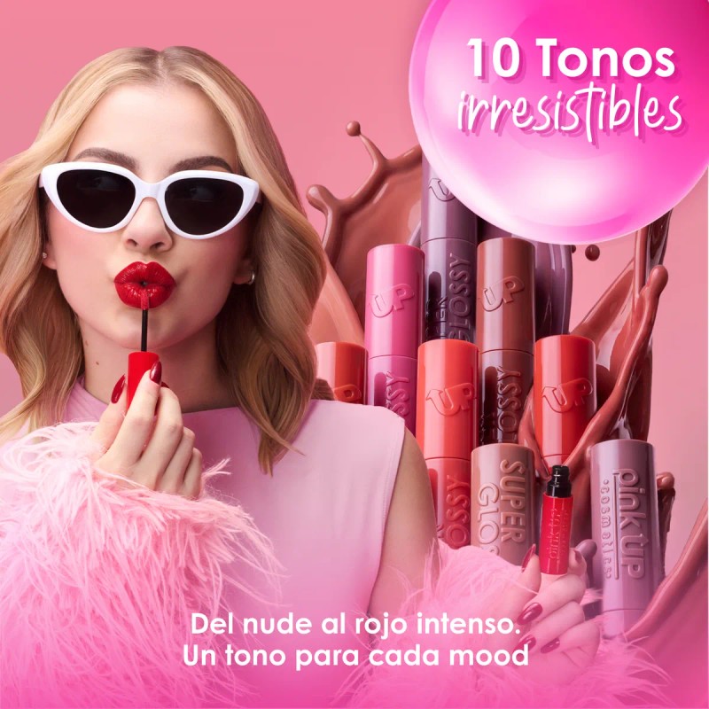 Pink Up, Super Glossy, Labial De Larga Duración Nude