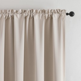 Upcortinassi Firepproof Blackout Curtain Blackout Curtain, Test Certification NFPA701, Rod Pocket Top, Light Beige 42 x 84 inch, Pack of 1 Panel
