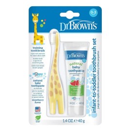 Set De Cepillo De Dientes Y Pasta Dental De Fresa Para Bebés Color Amarillo