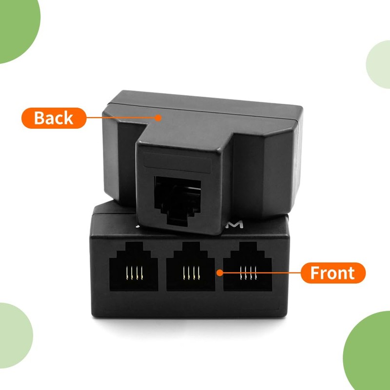 XANHAM XANHAM RJ11 Cable 3 Way Splitter 6P4C Connector Phone