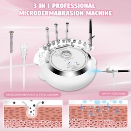 Updated 3 in 1 Microdermabrasion Machine, Professional 65-68cmhg Vacuum Suction Power Facial Clean Diamond Machine for Home Use, Beauty Star Salon Eeffect Skin Care Equipment with Vacuum & Spray Gun