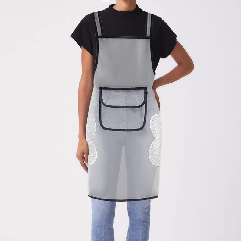 Clapoyis Waterproof Hand Wiping Apron, Translucent, TPU Commercial Apron, Stylish,