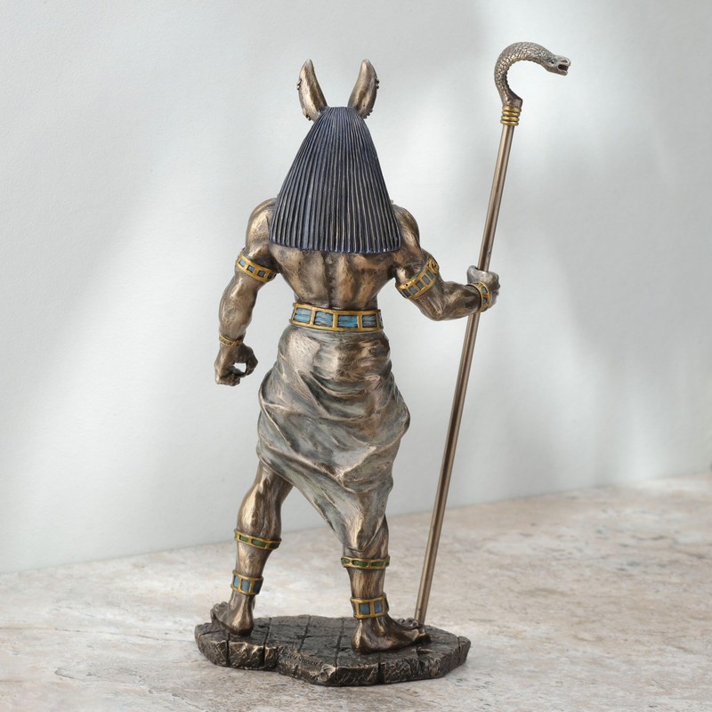 Veronese Design 11" Egyptian God Anubis Holding Cobra Scepter Cast