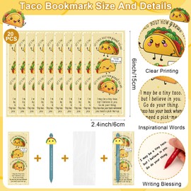 Aoesuny 20 Sets Emotional Support Gifts for Coworker Motivational 20 Taco Ballpoint Pens with 20 Inspirational Bookmarks and Bags Employee Appreciation Gift for Team Teacher Coworker Birthday Party
