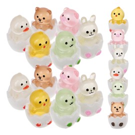 VICASKY 18 Pcs Baby Glow-in-the-Dark Animals Small Easter Chicken Rabbit Egg Toys Luminous Chick Rabbit Figurine Small Bear Turtle Figurine Miniature Rabbit Figurine Mini Figure Bulk Resin