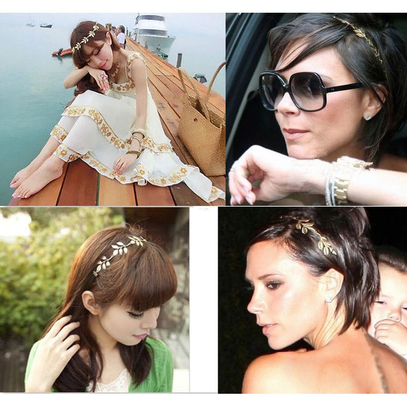 yueton?Pack of 2 Alloy Leaf Elastic Hair Band Headband Fashion
