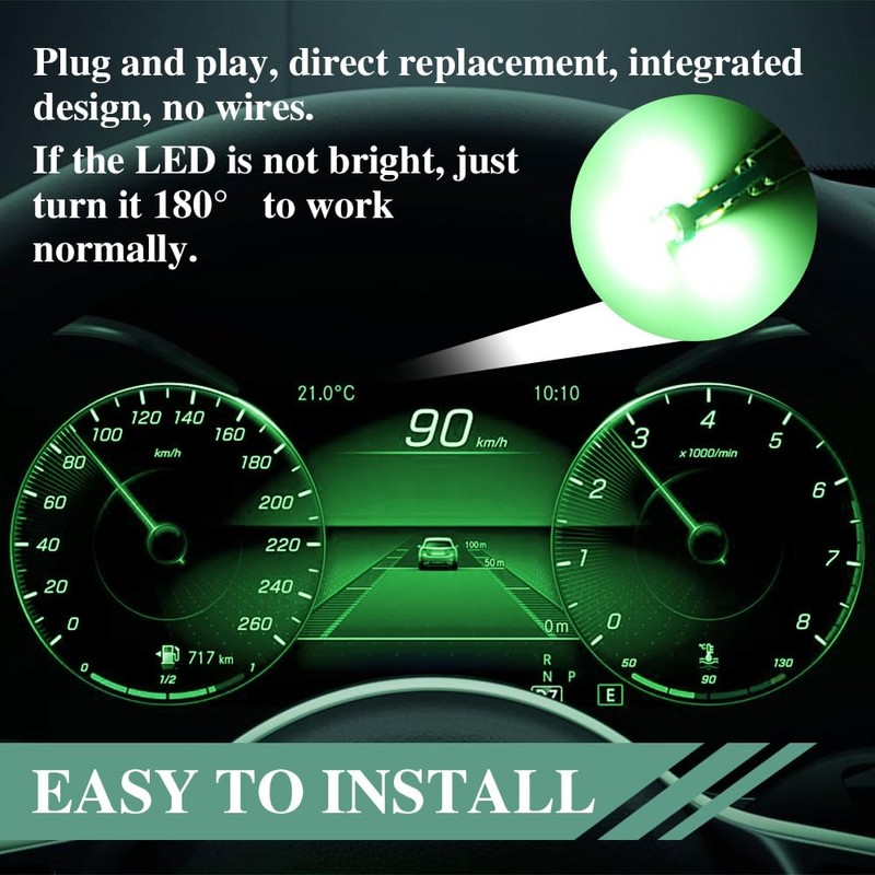 12PCS T5 LED Bulbs, 74 73 37 2721 Instrument Cluster