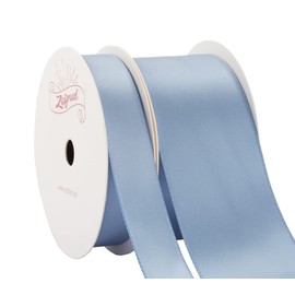 Zofrud 2 Rolls of French Blue Double Faced Satin Ribbon - 18 Meters Total (16mm and 38mm x 9M) - Ideal for Crafts, Gift Wrapping, and Weddings