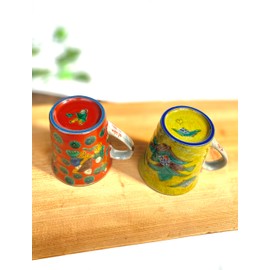 百華園 九谷【ペアマグカップ】吉田屋万年青＆木米写し『裏絵』