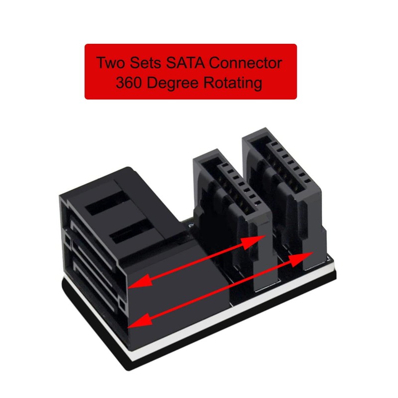 Cablecc Dual SATA 7Pin Female to 90 Degree Angled 7Pin