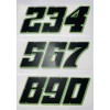Unbranded Matte Black-w/ Lime Green Outline/Shadow #2-9, 0 Racing Numbers