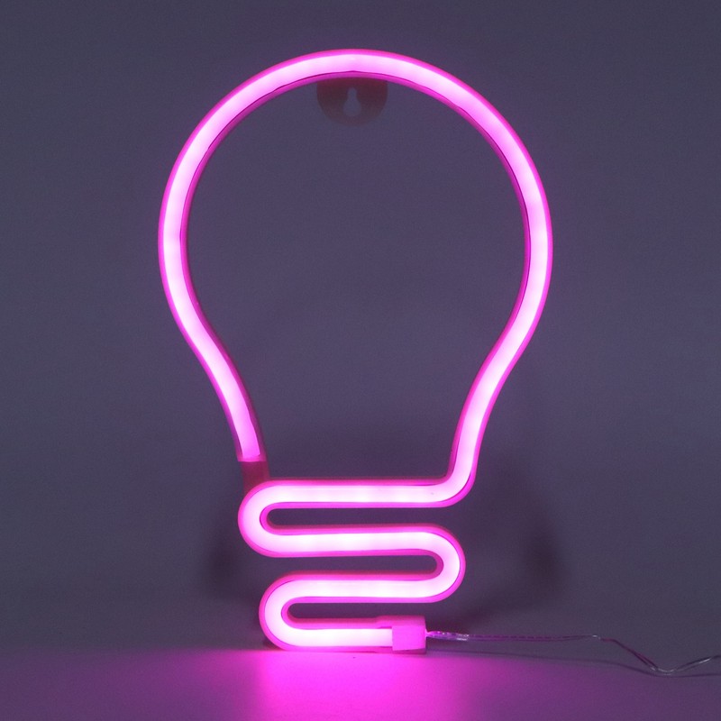 Bulb Shape Neon Light LED Sign for Wall Decor Party