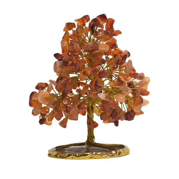 KACHVI Crystal Tree | Decorative Crystal Tree | Decor for Home, Office, Room | Decorative Tree | Slice Base Crystal Tree|Red Carnalian Stones 150 Gemstones