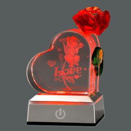 XuanMingyuan Crystal Heart Shaped Crystal Rose Valentine's Day Home Decoration for Wife, Lady, mom
