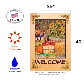 Toland Home Garden Autumn Bounty 28 x 40 Inch Decorative Fall Harvest Welcome Double Sided House Flag
