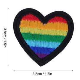 6 Parches de Corazón Arcoíris, Apliques de Corazón, Parches para Planchar para Costura DIY, Bordado, Decoración de Mochila, Artesanías(Negro)