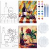 WEBEEDY Wine Glass Pre Drawn Canvas Grapes Rose Paint and