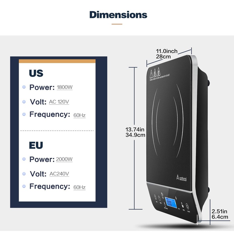 AAOBOSI Portable Induction Cooktop,1800W Induction Cooker with LCD Sensor Touch,