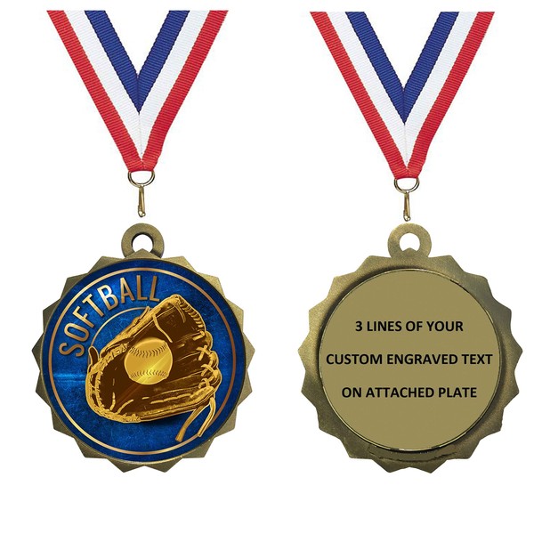 Express Medals Custom Softball Gold Medal Trophy Award with Neck