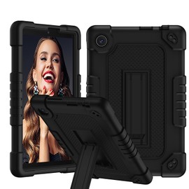 Kebiory for TCL TAB 8 Plus TAB 8 LE Tablet Case Shockproof Kids Friendly Shoulder Strap Rugged Protective Case for TCL TAB 8 Plus 9138S/ TAB 8 LE 9137W/ TAB 8 WiFi 9132X/Tab 8V/Tab 8 SE 6048E- Black